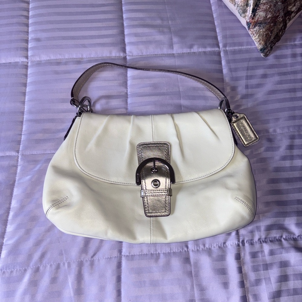 Y2K Coach Cream/Metallic Leather Bag